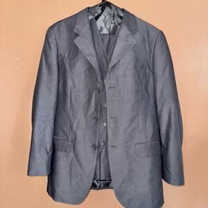 Carlo Lusso Men's Gray Three Button Full Suit Set Jacket Pants Vest 40R 32/30